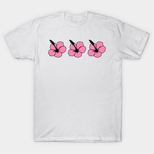 Hawaiian Tropical Flowers in Pink T-Shirt